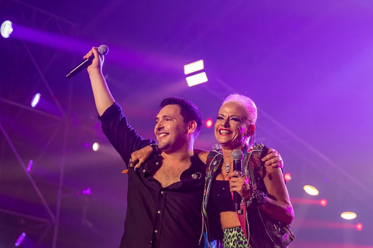 Lello Ebejer and Moira Stafrace performing live on stage